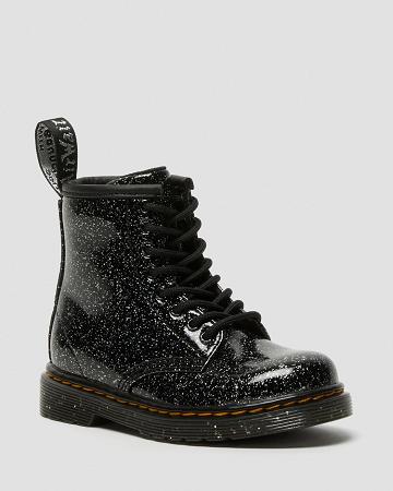 Black Kids' Dr Martens Toddler 1460 Glitter Lace Up Boots | CA 691BEX